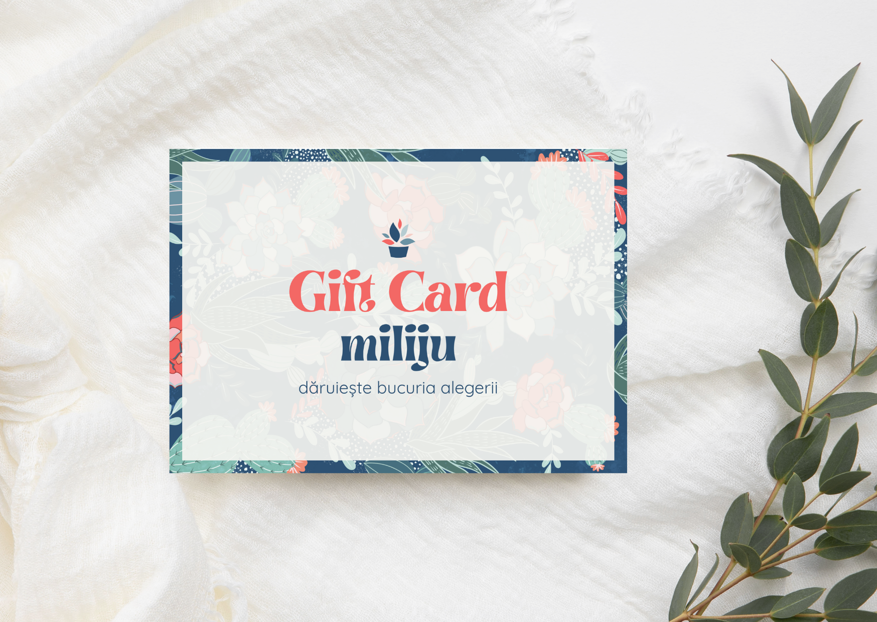 Miliju Gift Card pentru bijuterii handmade, card cadou ideal pentru a oferi libertatea de a alege cercei și accesorii lucrate manual, un cadou elegant și inspirat pentru aniversări, sărbători sau ocazii speciale.